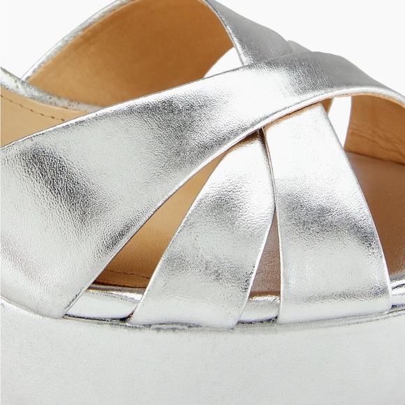 Schutz Keefa Sliver Metallic Leather Platform Heel Sandals Size 9.5 - Picture 4 of 13